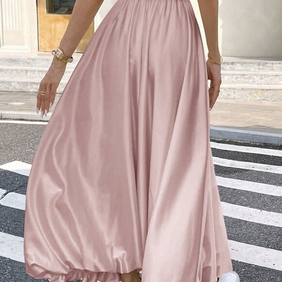 Pink Casual Women's Plain Color Pencil Skirt - Picture 4 of 11